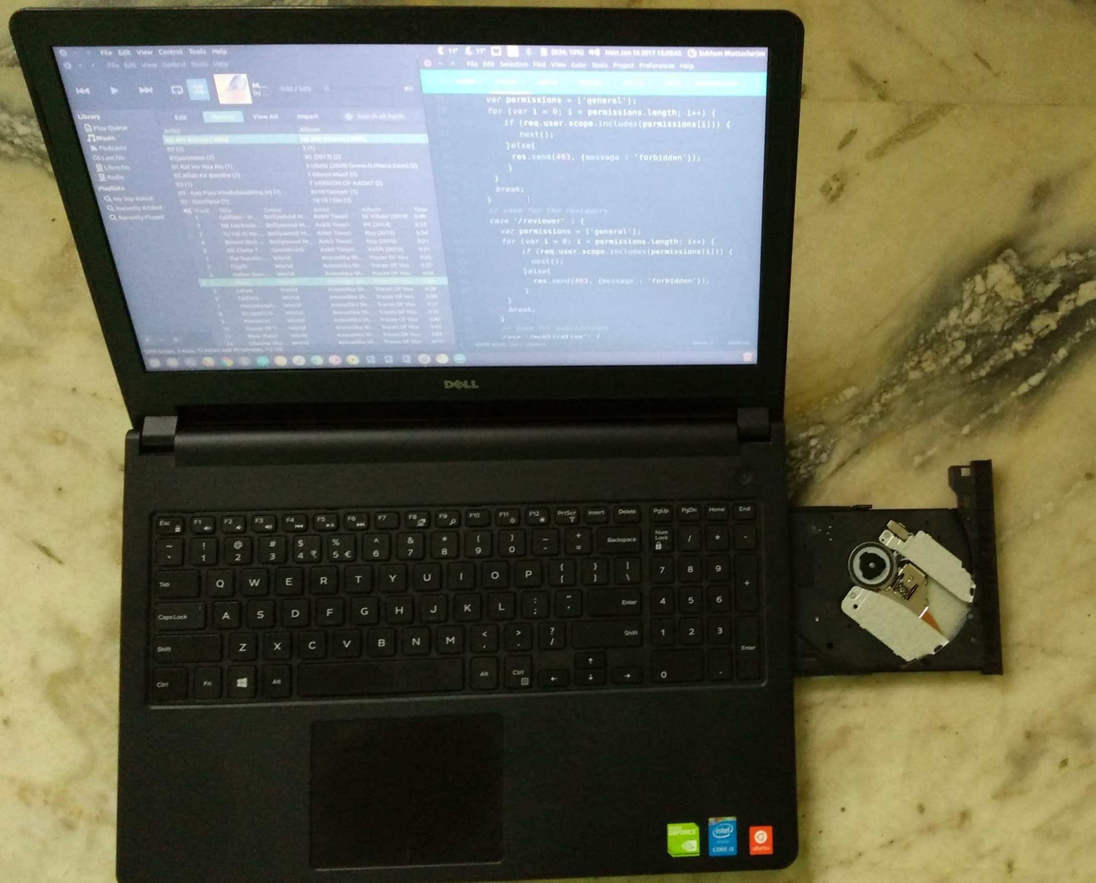 The first laptop, on the floor in Kolkata